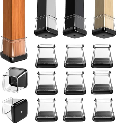 28 Pcs Chair Leg Sliders for Carpet, Square Chair Leg Floor Protectors Glides, Silicone Furniture Leg Protectors Caps, Carpet Protectors Table Feet Teflon Covers Pads (Fit:1-1/8 ~ 1-1/2)