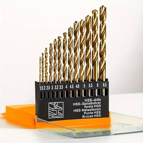 Punta elicoidale per trapano HSS M35 cobalto al 5% in metallo di alta qualità, gambo normale/codolo ridotto 13 mm, per foratura in acciaio inox e acciaio duro, metallo, legno, alluminio, plastica (1,