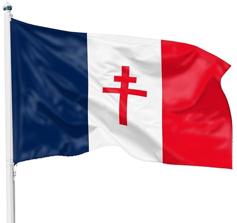PHENO FLAGS Drapeau Résistance française 90x150cm - résistant aux intempéries, avec œillets en laiton, 100% polyester, coutures doubles robustes & couleurs éclatantes – pour les passionnés de drapeaux