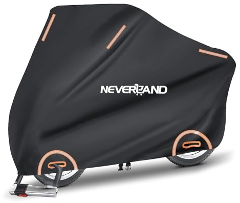 NEVERLAND Motorradabdeckung Wasserdicht XL (245x105x125cm) 210D Oxford Motorradgarage Wassersäule Motorradplane mit Anti-Diebstahl Schlosslöcher 6 Reflektorstreifen Reißfest für Außenbereich