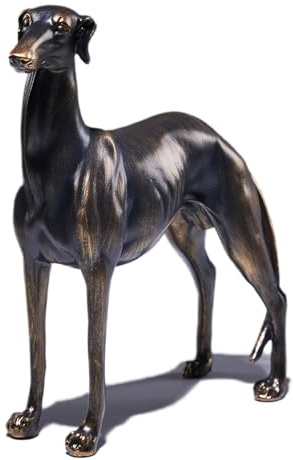 SHENGTIAN Large Resin Greyhound Statue, Antique Bronze Finish Decorative Dog Sculpture, Lifelike Greyhound Figure - Dog Statues for Home Office Decor, Greyhound Gifts