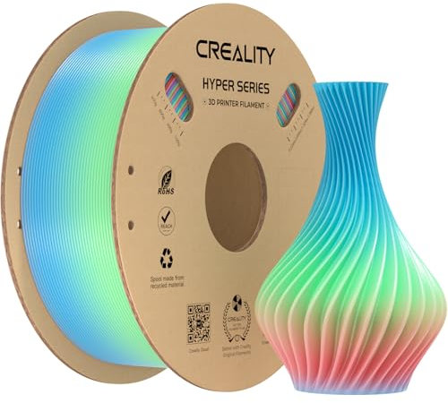 Creality Rainbow PLA für 3D Drucker, 3D-Drucker-Filament für hohe Geschwindigkeit von 600 mm/s, Gradient Rainbow PLA, Regenbogen-PLA mit langem Farbverlauf (1kg)