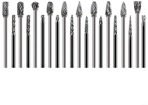 URPIZY 20-teiliges Wolframkarbid-Frässtift-Set – 3 mm Schaft, Drehwerkzeug, Schleif-Bits für Metall, Holz und Kunststoff