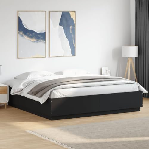 Betten & Zubehör, Betten & Bettrahmen, Bettrahmen, 180 x 200 cm, Super-Kingsize-Bett, Holz, Schwarz