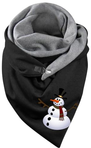 Weihnachtsschal Damen Dreieckstuch Damen Dünn Schlauchschal Baumwolle Dreieckstuch Herbst Winter Warm Weihnachten Drucken Scarf Kuschelige Und Wunderschöne Elegant Herbst Halstuch Schlauchschal