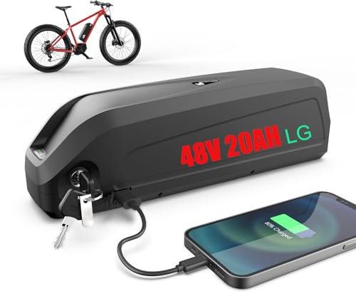Ebike Akku 48V 20AH(20.8AH) LGcell Lithium Ionen Fahrrad Batterie mit Ladegerät für 48V 1500W 1000W 750W 500W 250W Motor, Ba-fang, Ebike Umbausatz