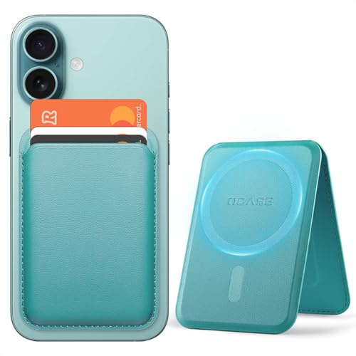 OCASE für MagSafe Wallet, Magnetische Geldbörse mit verstellbarem Ständer, 3 Kartenhalter, Magnetisches Wallet für iPhone 16/15/14/13/12 Serie, Ultra Slim Nicht für iPhone mini Premium-Leder Blaugrün