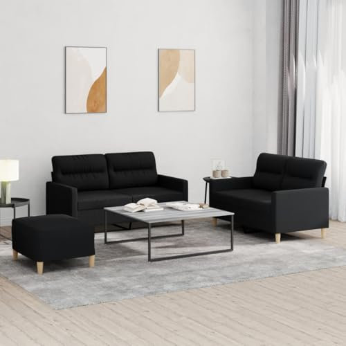 Xichuzi 3-TLG. Sofagarnitur mit Kissen Schwarz Stoff, Sofas & Couches, Sofa Wohnzimmer, Sofa Für Jugendzimmer, Relaxsofa, Sofa Für Schlafzimmer, Polstersofa - 3201580