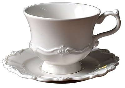 DYHWAC Taza de café de cerámica Artesanal en Relieve clásico con Bandeja, Tazas de sobreesmaltado, cafetería, Hotel, Tazas for Beber