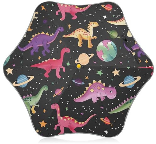 GAIREG Niedliche Dinosaurier im Weltraum Kleinkind-Regenschirme für Jungen 3-8 winddichter Regenschirm für Regen Stockschirme