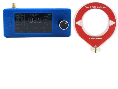 SI4732 Mini-radio, med ögla antenn med 1,9 tums IPS-skärm AM FM LSB USB-lägen, 800 mAh batteri långvarigt batteri och ljudutgång (blå)
