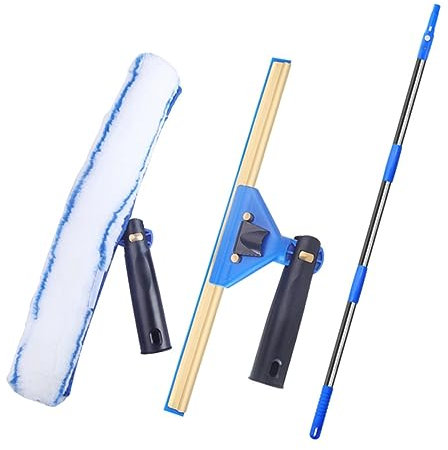 CALLARON Kit De Limpieza De Rasqueta Limpiacristales Estropajo De Microfibra Giratorio