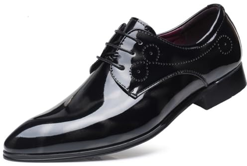 Dcbdx Shiny Floral Lackschuhe Herrenschuh Smokingschuhe Elegante Derby Schnürhalbschuhe Oxford Hochzeit Schuhe,Grau,50 EU