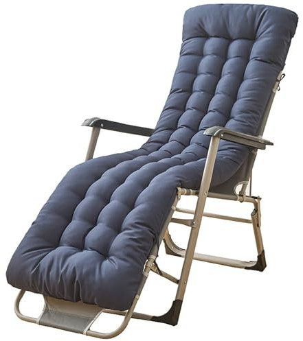 Dazzluxe Garten-Sitzkissen, 170 x 50 cm Sonnenliegen-Kissen Polster Mit Bändern, rutschfeste Dicke Ersatz-Stuhlkissen Für Liegestühle, Für Veranda, Schaukel, Terrasse, Rasen,Marine