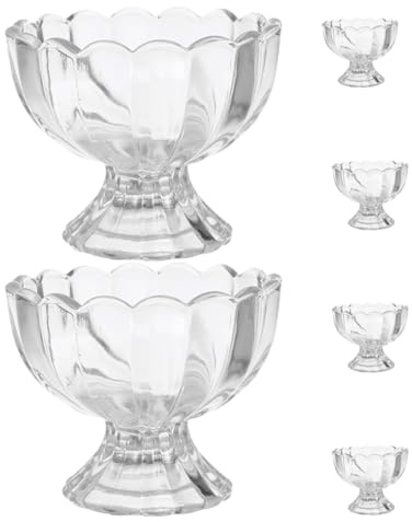 ABOOFAN Coppette da Dessert in Vetro Trasparente 6 Pezzi Forma 150 Ml Ciotole Piede per Gelato Yogurt Snack per Feste o Uso Apertura per Facile Servizio