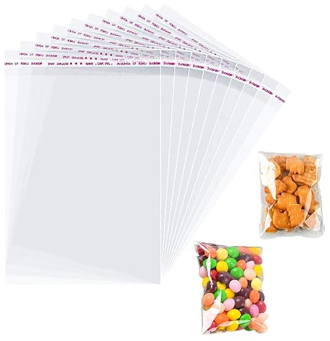 Zellophantüten, 100 Stück Wiederverschließbare Plastiktüten Cellophantüten, 10x18cm Verpackungstüten Selbstklebende Tütchen Mini Tüten Mit Verschluss Für Süßigkeiten Keksen Geschenke