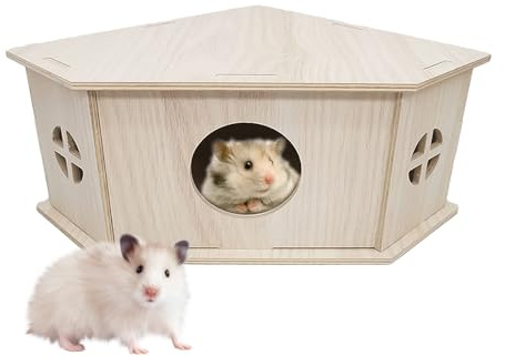 Maison de hamster en bois - Habitat pour petits animaux - Cabane en cuir de bois, maison de hamster résistante pour fournitures d'animaux domestiques, accessoires pour hamster pour petits animaux