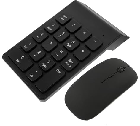 NUOBESTY Teclado Numérico Inalámbrico y Ratón Portátil para Oficina Diseño Compacto, Conexión Inalámbrica Estable, Alta Precisión y Material Abs Duradero en Color Negro