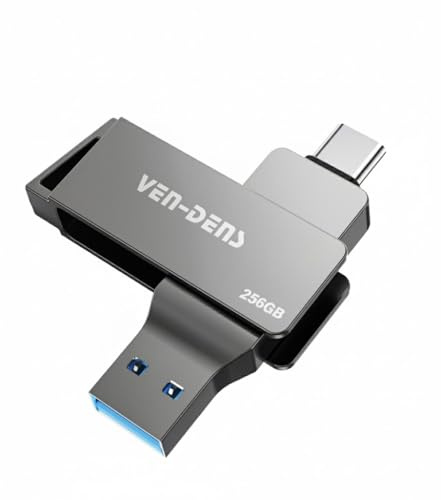 256GB USB Flash Drive, USB 3.2 Flash Drive High-Speed Thumb Drive Dual | Type-C & USB-A Ports, USB Stick External Storage, Zinc Alloy OTG Memory Stick for Android, Laptop, MacBook, Smartphone & PC