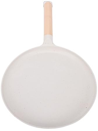 ZDAGELD Non-stick Pannkakspanna med Trähandtag, Platt Stekpanna i Aluminiumlegering för Tortilla, Roti, Indisk Pannkaka, Grillkött (Beige)