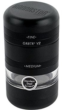 KANNASTOR GR8TR V2 Grinder | Aluminio de calidad alimentaria de alta con cámara de pantalla Una pantalla acero inoxidable 60 fácil cambio - Negro