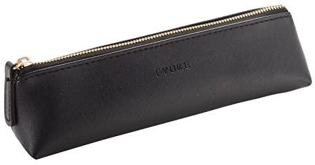 Fyore Federmäppchen, Leder Federmäppchen Kleine Stifteetui Wasserdicht Stiftebox für Schule Universität Kosmetik Make up (Schwarz)