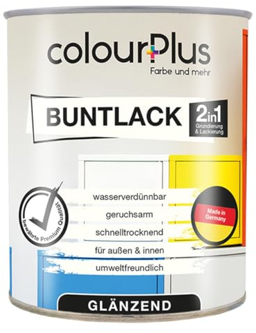 colourPlus 2in1 Buntlack Glänzend (750ml Lichtgrau/Grau RAL 7035) – Wetterfeste Holzfarbe Holzlack & Küchenmöbellack. Für Innen & Außen