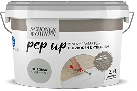 Pep up Renovierfarbe für Holzböden und -treppen Hellgrau seidenmatt 2,5l