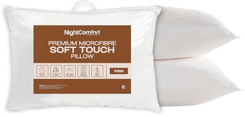 Night Comfort Superfestes Stützkissen für Seitenschläfer, 2 Stück, hypoallergene Mikrofaser mit Hohlfasergefüllten Kissen
