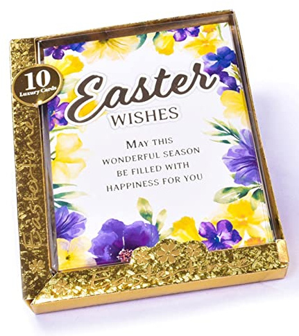 UK Card Company Pack Of 10 Easter Cards With Envelope Two Floral Designs Per Pack