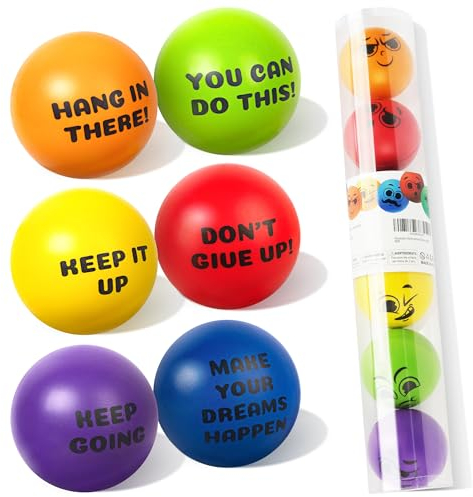 Anti Stressball Stressbälle(6er-Pack) für Kinder und Erwachsene Stress Relief Bälle Hand Übung Therapie Ball Set, Motivierende Bälle mit lustige Emoticons zur Linderung von Angst und Wut als Geschenk