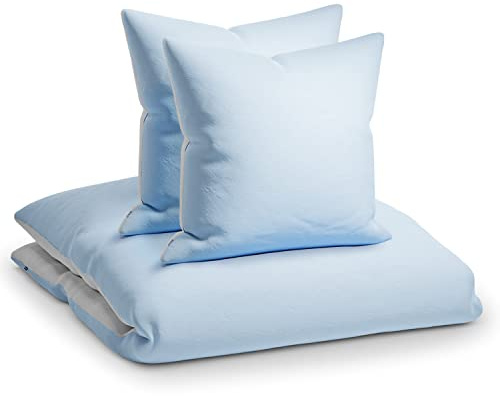 sleepwise Juego de ropa de cama de verano 200 x 200 cm, 3 piezas, respetuoso con el medio ambiente, suave, transpirable, no necesita planchado y no se arruga. Juego de funda de edredón