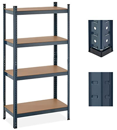 Relaxdays Scaffale in Acciaio, HxLxP 156 x 80 x 40 cm, 4 Ripiani ad Alta Portata 280 kg, per Garage e Cantina, Antracite