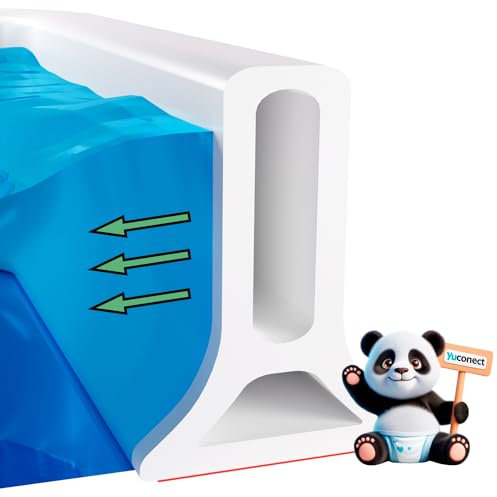 YUCONECT Barrera Agua Ducha 1,05M de Silicona de color Blanco - Copete Encimera Cocina - Barrera de Agua para Ducha - Embellecedor Encimera Cocina - Vierteaguas Ventana - Vierteaguas Mampara