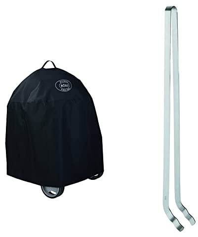 RÖSLE Holzkohle-Kugelgrill Abdeckhaube No.1 F60/F60 AIR/G60, wasserdicht, 60cm & Kohlezange, Hochwertige Grillkohlezange zum Positionieren heißer Holzkohle