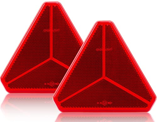 SPARKMOTO Catadioptres Triangle Remorque Rouge,Reflecteur Autocollant remorque,Catadioptre Soi Adhésif Remorque Réflecteurs,Catadioptre Triangle Remorque,Homologué Emark catadioptre remorque(2pcs)