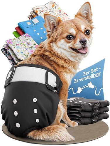 HUND IST KÖNIG Hundewindeln für Hündinnen - Läufigkeitshose für Hündinnen | Hundewindel hochabsorbierend mit 3-Fach Justierung - Hunde Windeln weiblich, Hundehöschen Läufigkeit & Inkontinenz, 3 Stück