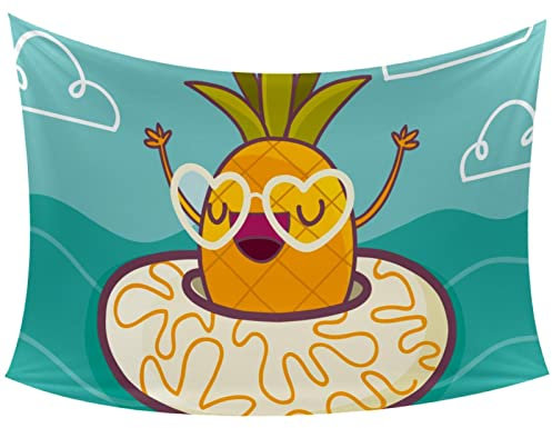 Lustiger Ananas-Komosus mit Rettungsring, Wandbehang, Wandteppich, für Wohnzimmer, Schlafzimmer, Wohnheim, Heimdekoration, B 101 x L 152 cm