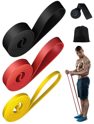 MOXTOYU 3 Pieces Resistance Bands Gym Bands Resistance for Exercise Strength Training with Door Anchor and Tote Bag Easy to Carry Pull Up Bands Yoga Stretch Toning Pull Up Resistance Band
