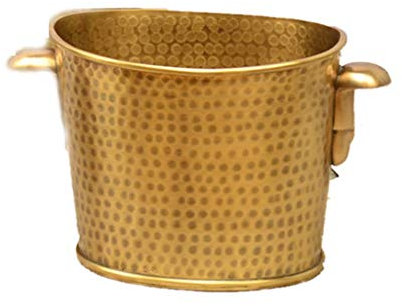Copper Vases Creative Brass Wine Barrel Light Champagne Ice Bucket Copper Ice Bucket Bar Wine Bucket Flower Holder (High14cm)