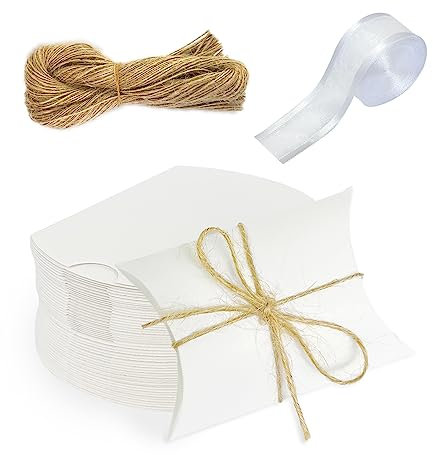 100 Stück Weiße Geschenkboxen Aus Kraftpapier Mit 50 M Juteschnur Und 12 Yards Garnband, Hochzeitsgeschenkkarton Für Süßigkeiten, Nüsse, Schmuck Und Kleine Geschenke