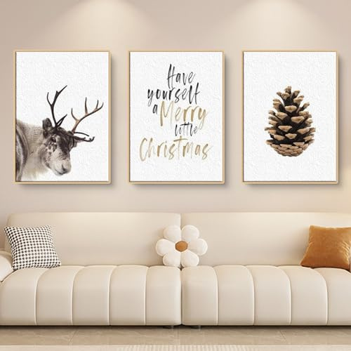 Trayosin 3er Premium Poster Set, Winter-Schnee-Landschaft Bild, Leinwand Gemälde Wandkunst Poster und Druck für moderne Wandbilder Wohnkultur, Weihnachtsdekoration (40x50cm)