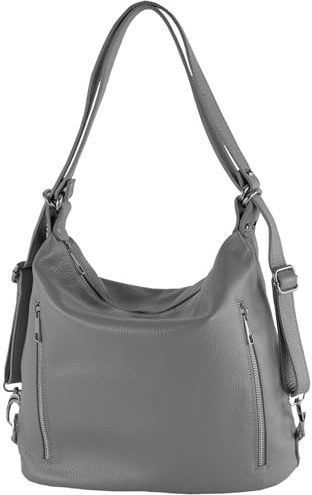modamoda de T249 Damen Leder Rucksack Schultertasche 2in1, handmade in Italy