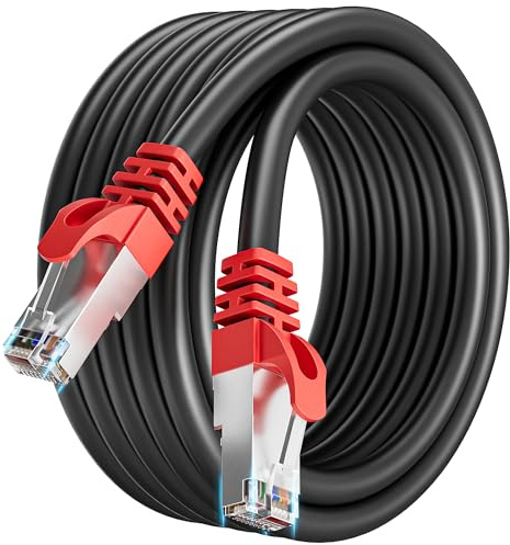 Cable Ethernet 3m, Cat 7 RJ45 3 Mètres Blindé Câble Réseau Haute Vitesse | 10Gbps Intérieur SFTP Gigabit Anti-interférence LAN Câble Internet 3 Mètres Noir- pour Routeur Modem