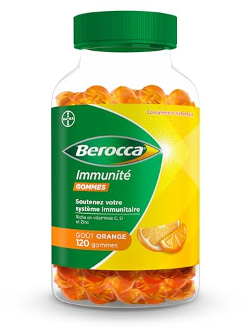 Berocca® Immunité Gommes Multivitamines Vitamines C D Zinc - Goût Orange
