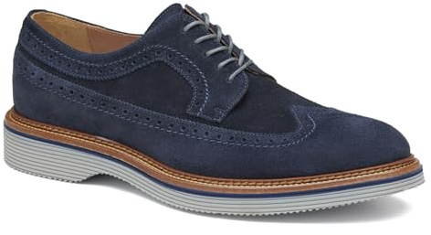 Johnston & Murphy Jenson Longwing Oxford para hombre, Azul Marino Gamuza, 46 EU