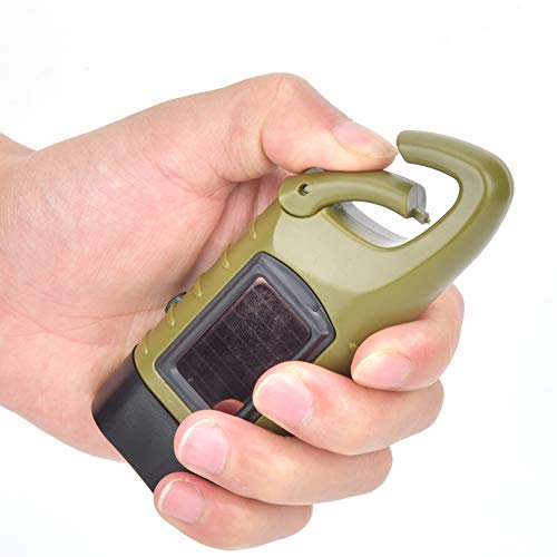 Keenso Dynamo Manual Hand Crank Flashlight LED Emergency FlashlightOutdoor Camping Flashlight, Solar Hand Crank Flashlightfor Camping for ClimbingHandheld