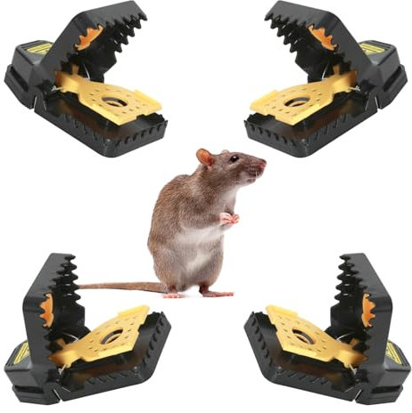PEST GUARD Reusable Mouse Traps - 4 Pack High Sensitivity Heavy Duty Rat Traps that Kill Instantly - Safe and Effective Easy to Set Up Mouse Traps for Indoors and Outdoors Use