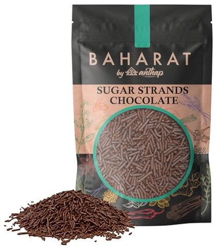 Anthap Sugar Strands Chocolate, Vermicelli, Perfect Topping for Decorating Cupcakes, Ice Cream & Doughnuts, Strands, 500g