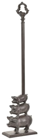 Sungmor Butée de porte portable, 59,4 cm de haut, cale d’arrêt en forme de trois cochons, en fonte robuste avec poignée, ornements décoratifs de style antique pour la maison ou la cour.